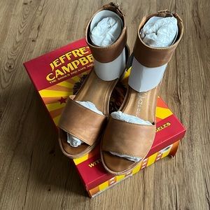Jeffrey Campbell Borgia Tan leather sandals. Size 6.